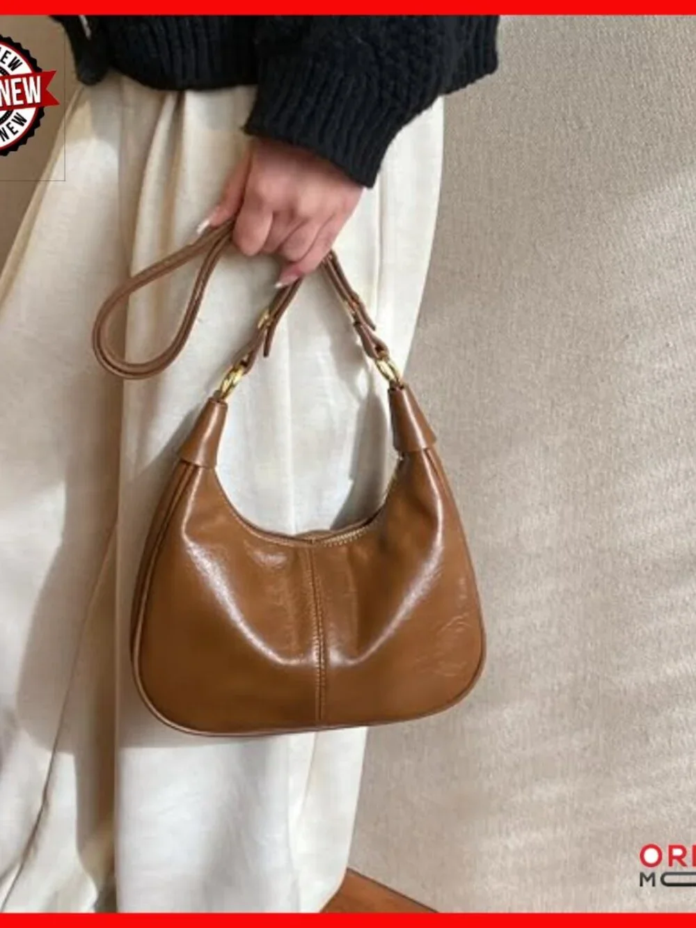 Small Hobo Shoulder Bag Vegan Leather Adjustable Strap Crossbody Purse